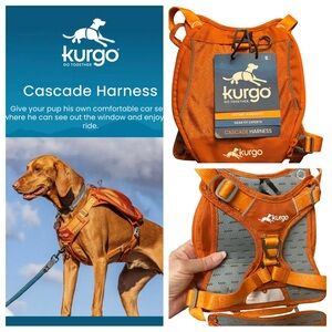 Kurgo Cascade Dog Harness with Storage Pack – Orange – Size Small (S)